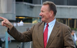 Trainer Tony Millard celebrates a winner. Photos: Kenneth Chan