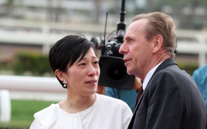 Emotional owner Vicky Tang and trainer John Size after What Else But You’s victory. Photos: Kenneth Chan
