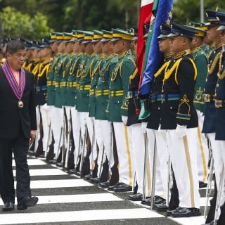 A Philippine military honour guard in Quezon on September 14. Photo: EPA-EFE