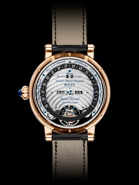 The caseback of the Récital 22 Grand Récital featuring a full perpetual calendar.