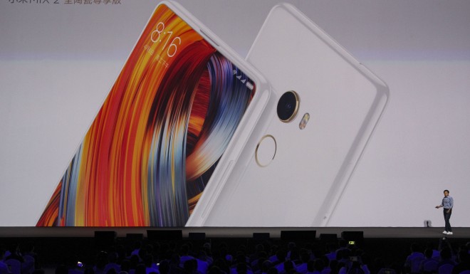Lei Jun, CEO and founder of Xiaomi, introduced the new ceramic Mi Mix 2 smartphone in Beijing in September 2017.