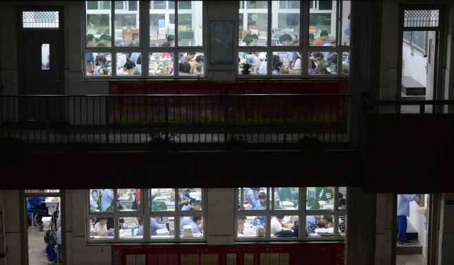 Students study for the punishing gaokao college entrance exam.