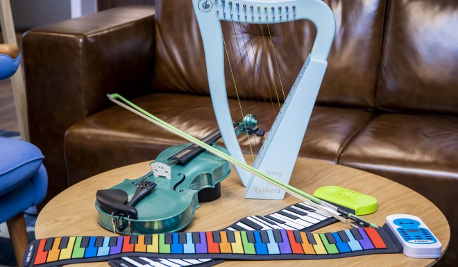 Colours can help very young children grasp the basics of playing musical instruments.