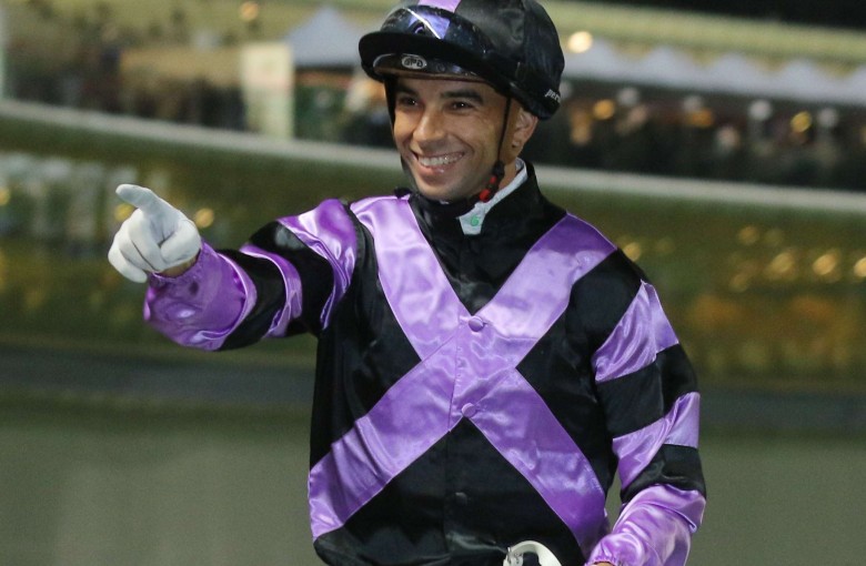 The Magic Man Joao Moreira celebrates with the crowd after winning on Formula Galore. Photos: Kenneth Chan