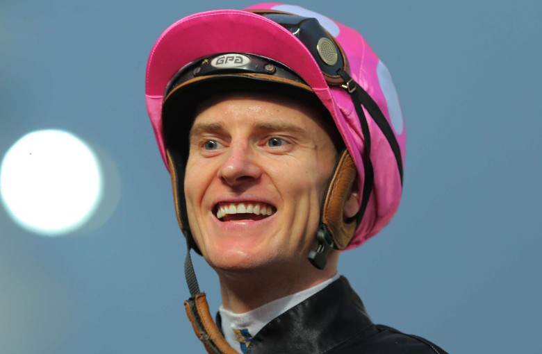 Zac Purton enjoys a big day at the office, collecting a treble at Sha Tin. Photos: Kenneth Chan