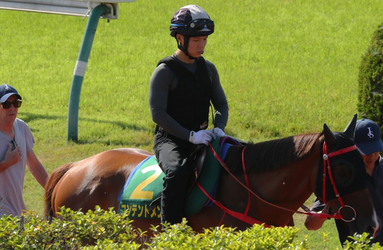 Contentment watched by trainer John Size in Tokyo. Photos: Kenneth Chan