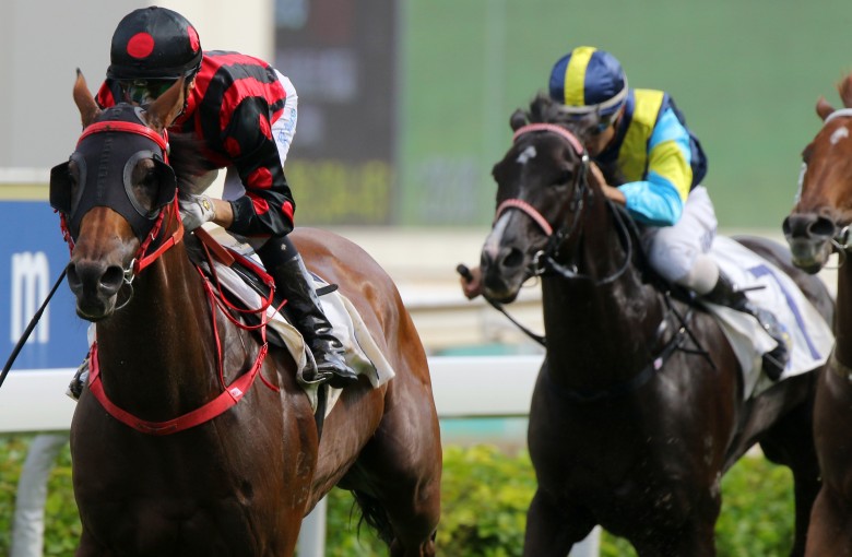 Joao Moreira guides Thewizardofoz to victory in the Group Three Premier Cup at Sha Tin on Sunday. Photos: Kenneth Chan