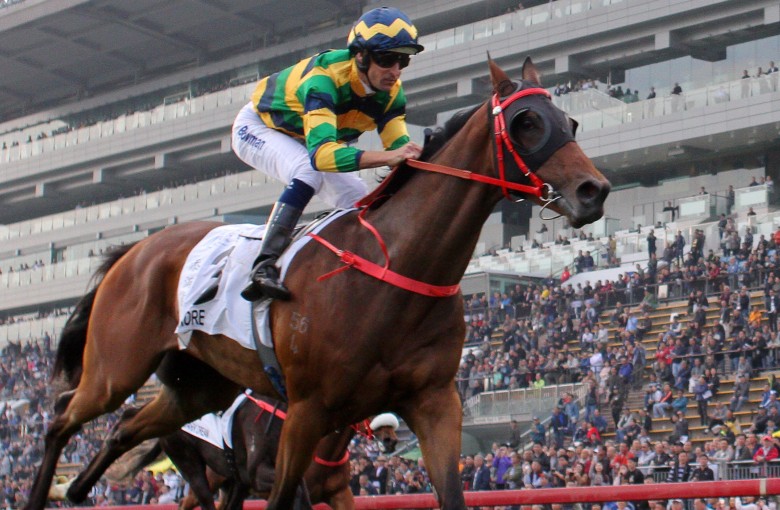 Hugh Bowman races clear to win the Hong Kong Classic Mile (1,600m) on Furore on Sunday. Photos: Kenneth Chan