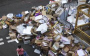 Paper and cardboard piled high on the Hong Kong streets. Photo: Sam Tsang