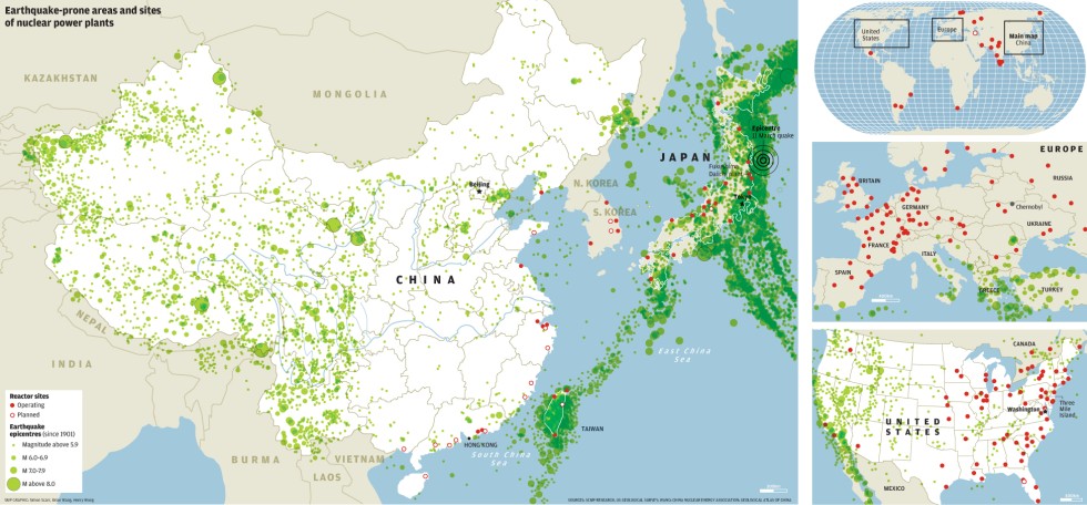 earthquake prone areas and sites of nuclear power plants south