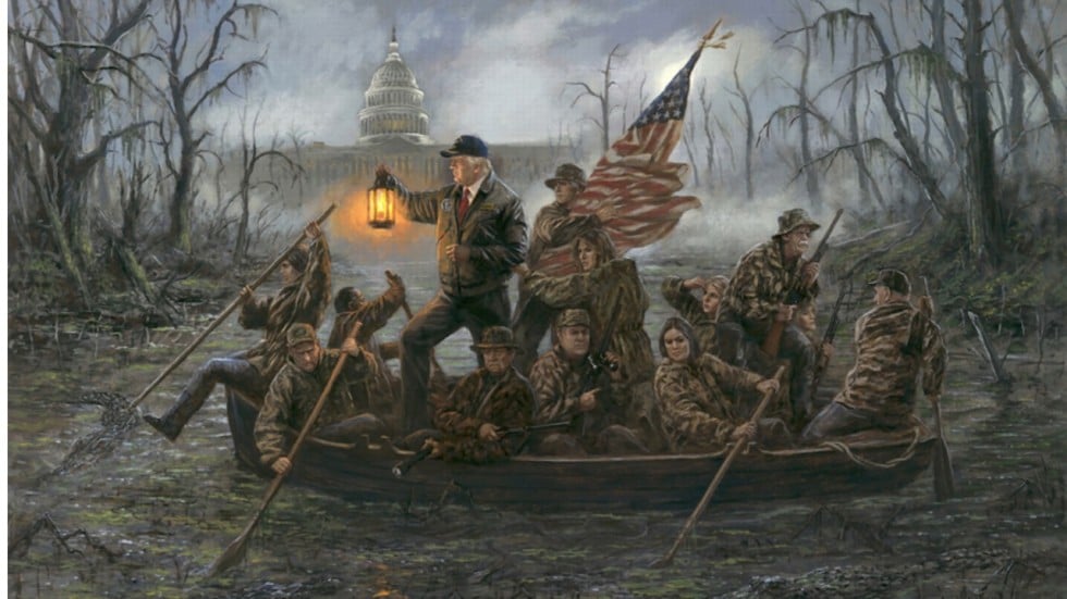 Painting of Donald Trump ‘Crossing the Swamp’ makes a splash on social