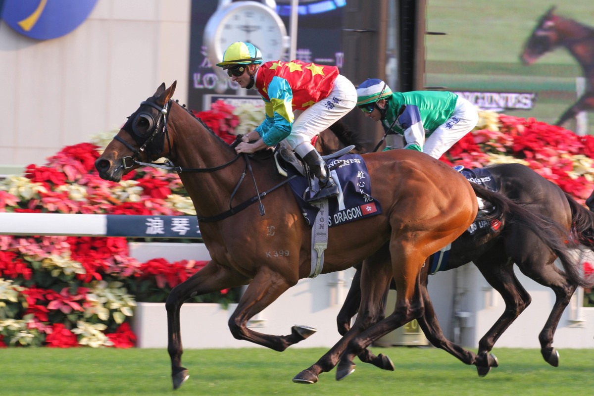 Ambitious Dragon beats favourite Glorious Days to win the Longines Hong Kong Mile at Sha Tin today. Photo: Kenneth Chan