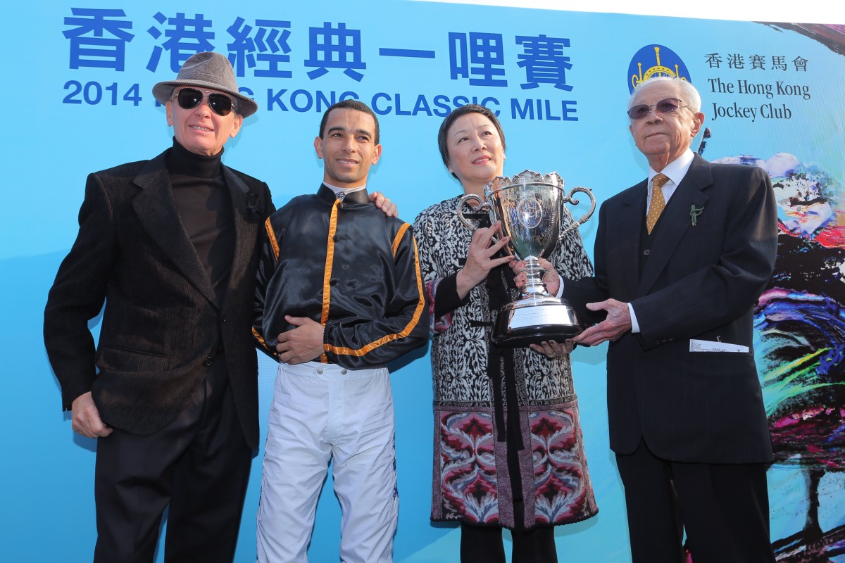 Team Able Friend: trainer John Moore, jockey Joao Moreira, and owner Cornel Li with his wife. 