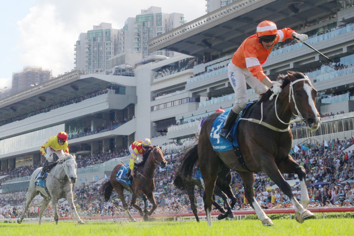 Blazing Speed won the Champions & Chater Cup, with Designs On Rome finishing solidly into fifth out wide. Photo: Kenneth Chan