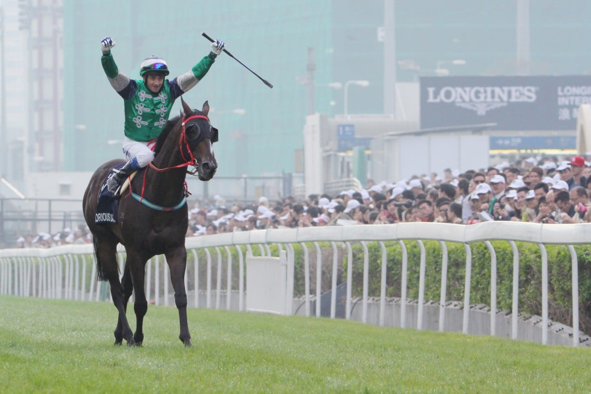 Glorious Days returns to the winner's circle in front of a packed Sha Tin crowd after winning the Hong Kong Mile in December. Photos: Kenneth Chan