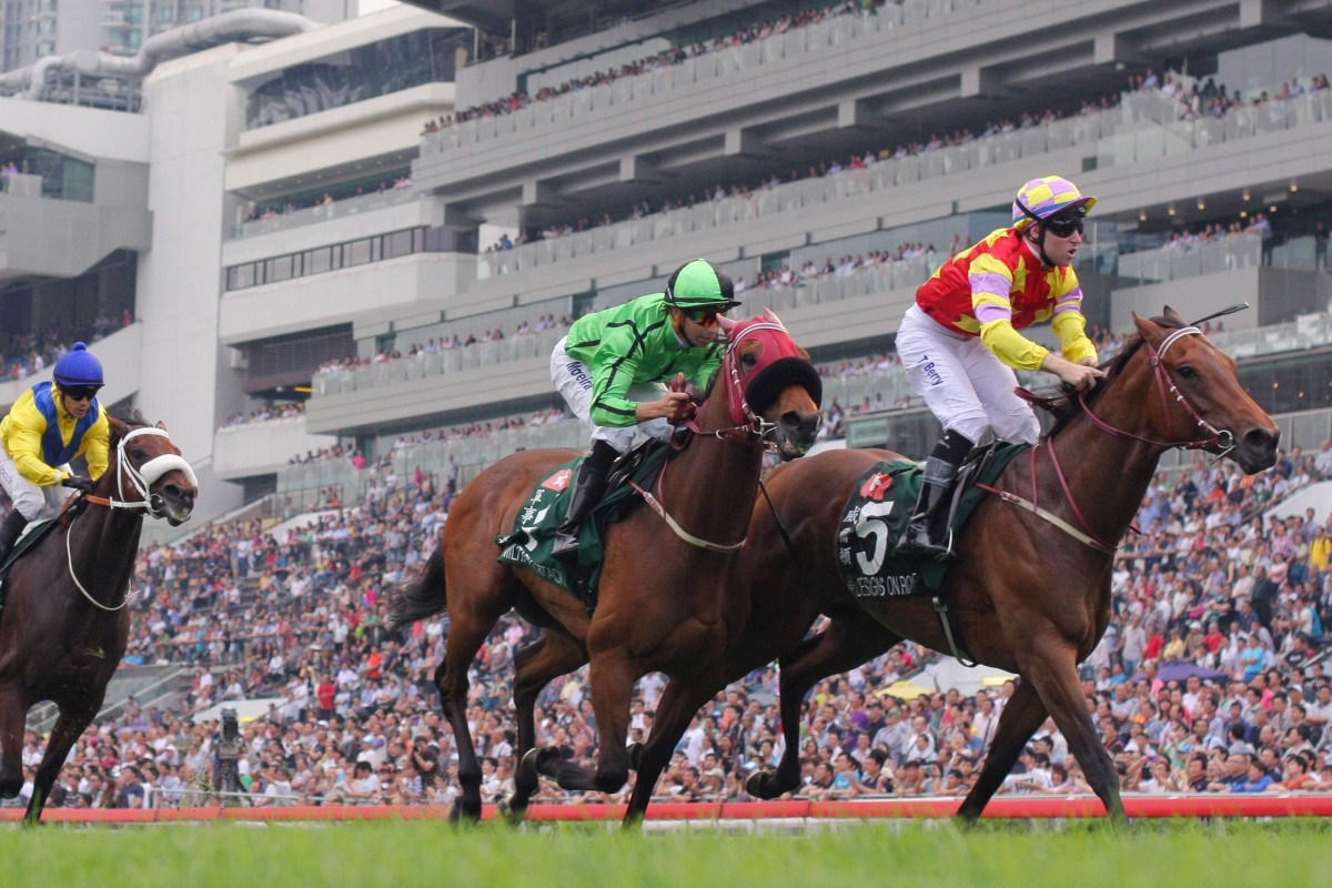 Designs On Rome beats Military Attack to win last year's QE II Cup, with internationals Vercingetorix and Epiphaneia third and fourth. Photo: Kenneth Chan