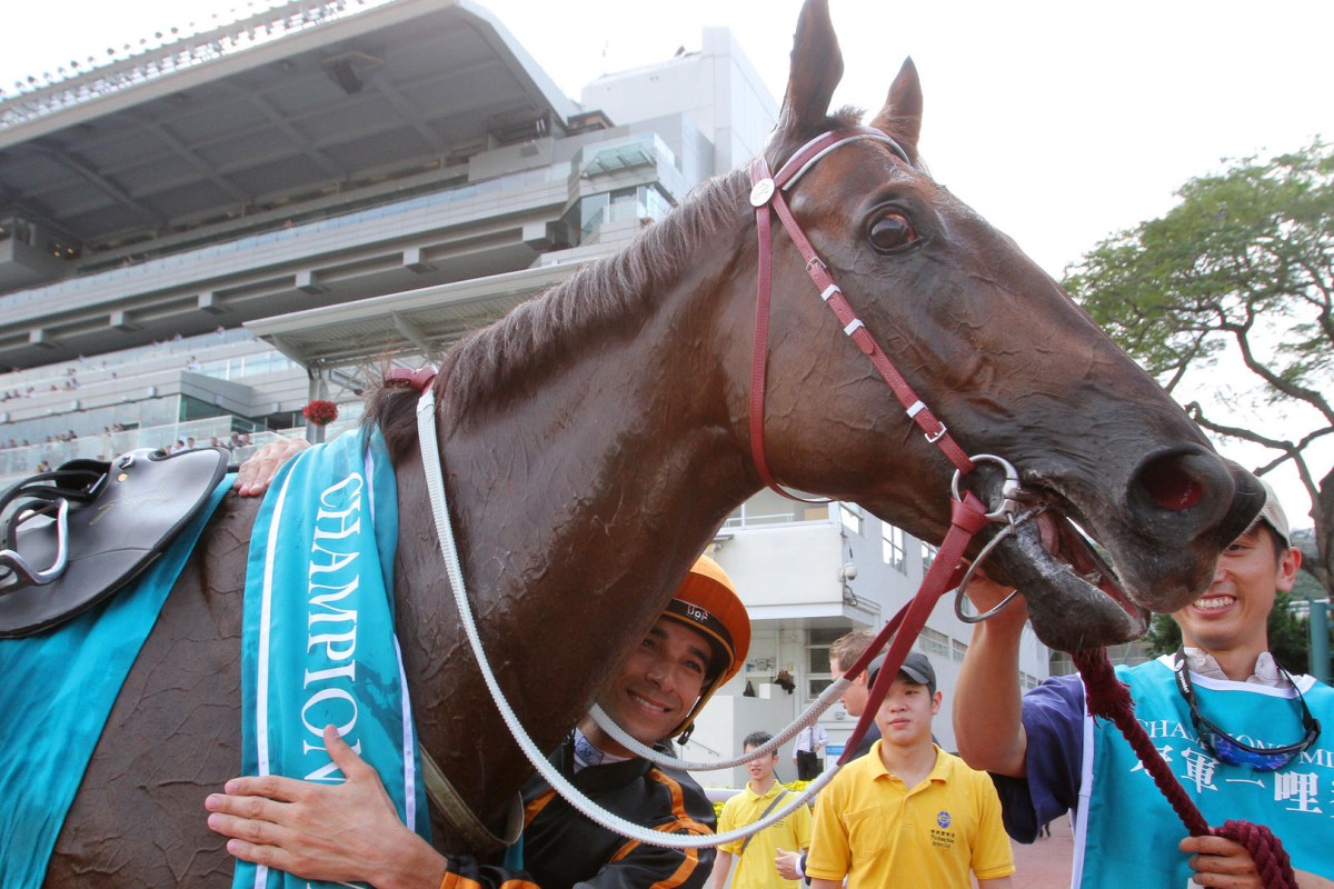 Able Friend, ridden by Joao Moreira, was never tested and just did what he had to do in the Champions Mile. Photos: Kenneth Chan
