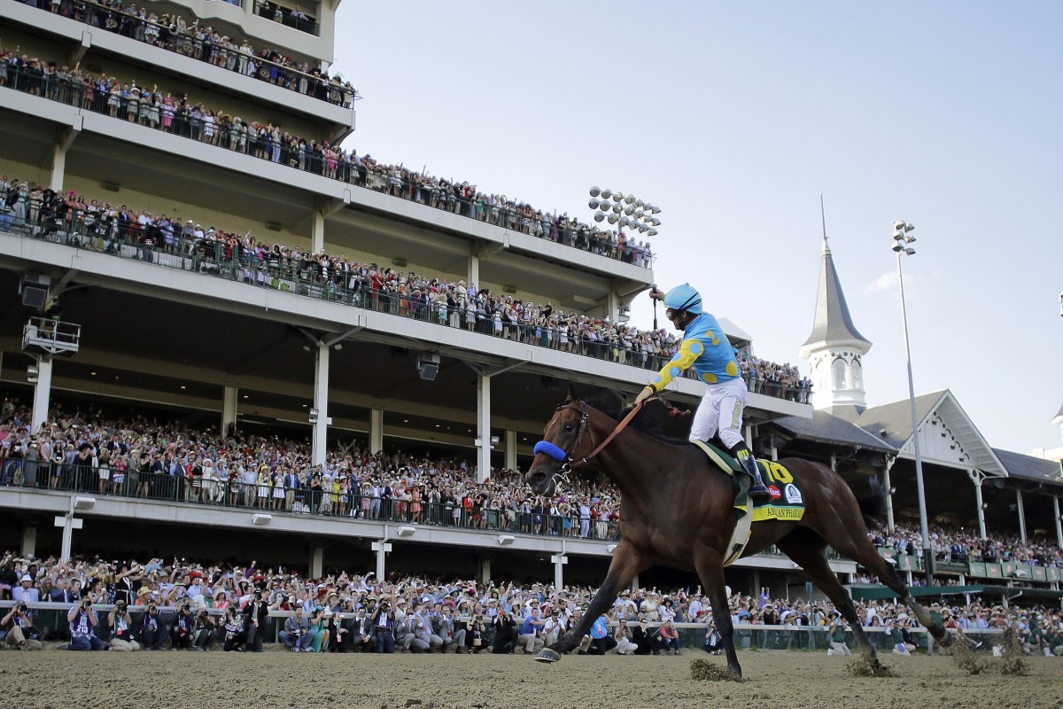 American Pharoah wins the Kentucky Derby at Churchill Downs in May, the first leg of his historic Triple Crown. He will attempt to become the first winner of the so-called 'Grand Slam' when he tackles the Breeders' Cup Classic just down the road at Keeneland on Saturday. Photo: AP