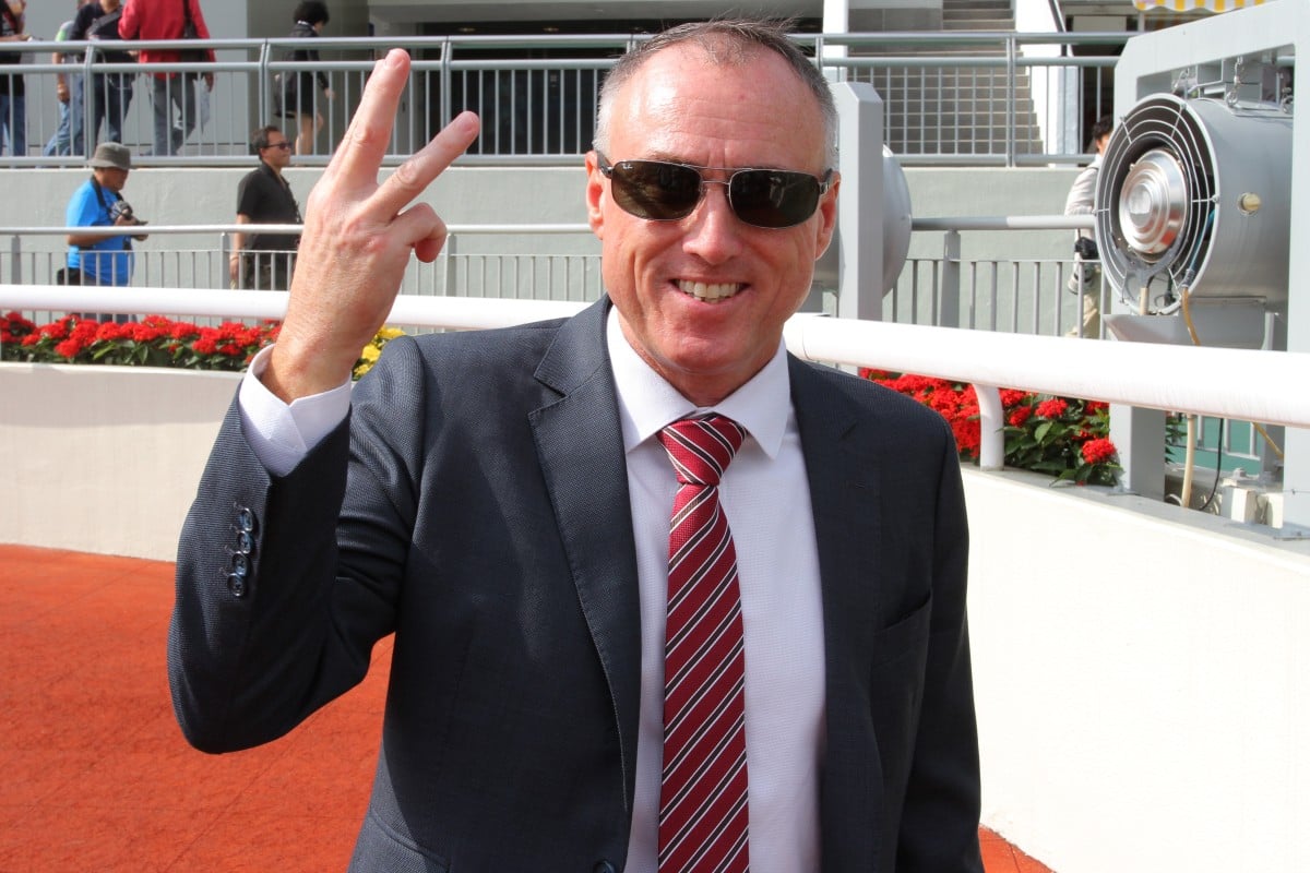 Paul O'Sullivan brought up 300 wins in Hong Kong with Glamorous Ryder, before making it 301 straight away with Jolly Jolly. Photo: Kenneth Chan