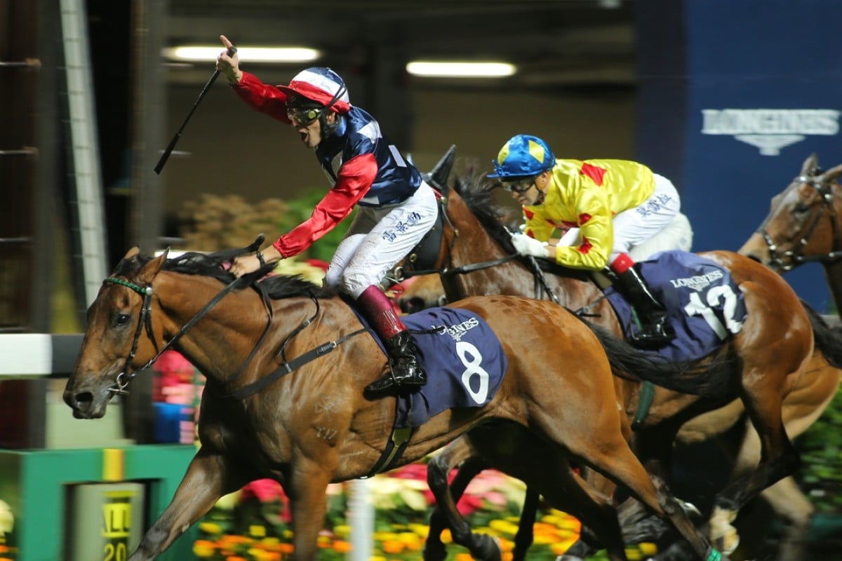 Gavin Lerena celebrates winning aboard Superoi that won him the Longines International Jockey's Championship at Happy Valley last month. Photos: Kenneth Chan