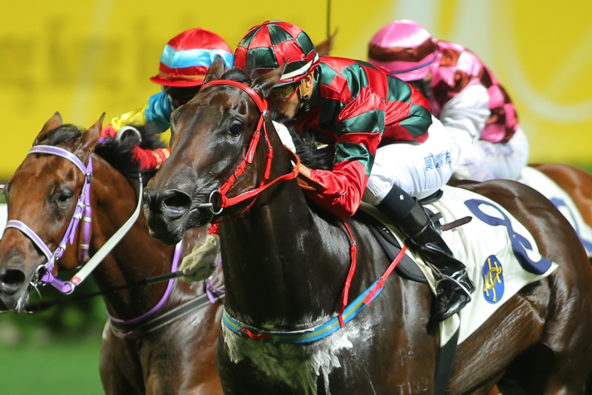 Top Bonus breaks through for his first and, to date, only win in June. He can win again at Happy Valley on Wednesday night. Photo: Kenneth Chan