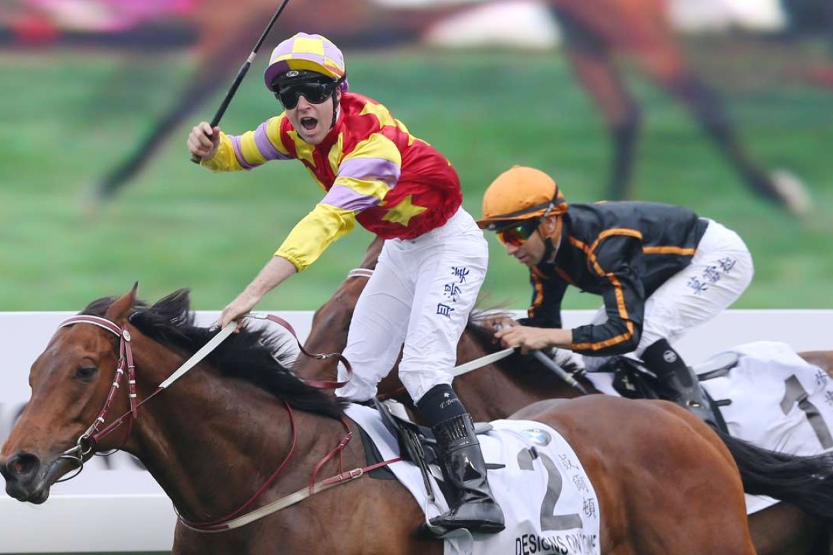 Tommy Berry, who won the 2014 Hong Kong Derby on Designs On Rome, is one of three overseas-based riders to have flown in from abroad to win the Derby in the last decade. He partners Helene Paragon on Sunday. Photo: Kenneth Chan