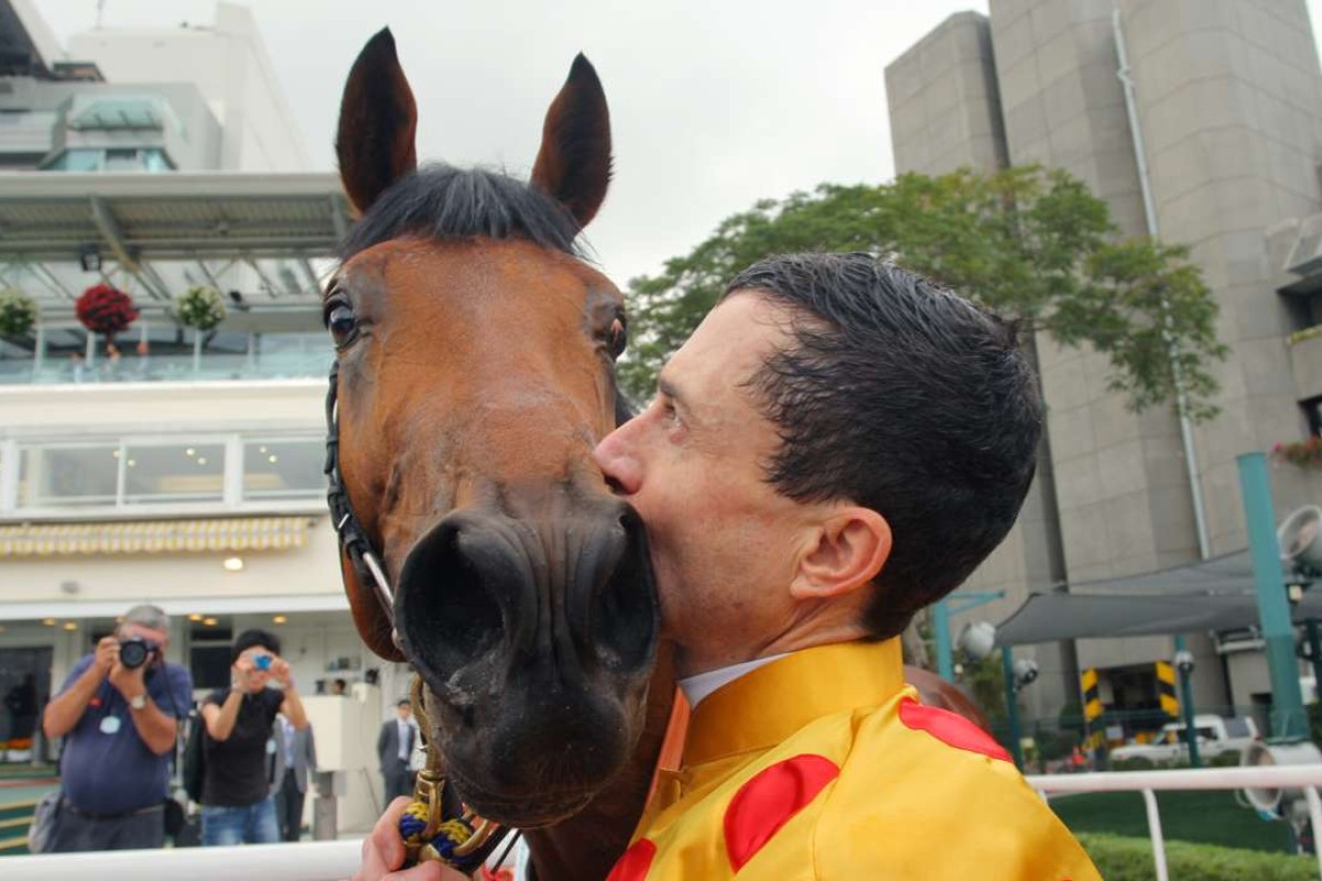 Race 8, Akeed Mofeed, ridden by Douglas Whyte, won the BMW Hong Kong Derby (HK Group 1, 2000m) at Sha Tin on 17Mar13.