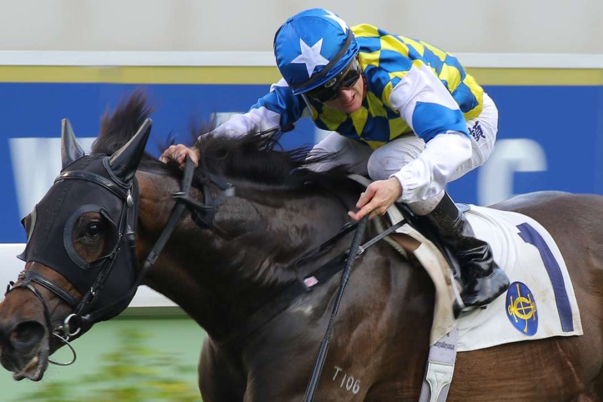 Zac Purton gets everything out of General Of Patch to make it a double. Photo: Kenneth Chan