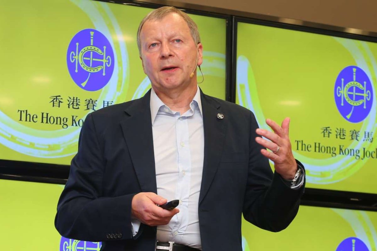 Jockey Club chief Winfried Engelbrecht-Bresges addresses the media at Saturday’s pre-season press conference at Sha Tin. Photo: Kenneth Chan