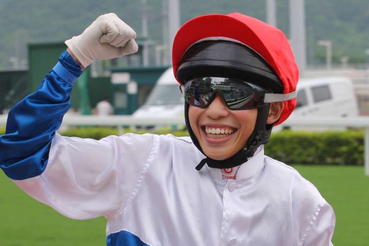 Jack Wong gives a fist pump after winning his first race of the season on Adventurer. He later made it two wins on Flying Moochi. Photo: Kenneth Chan