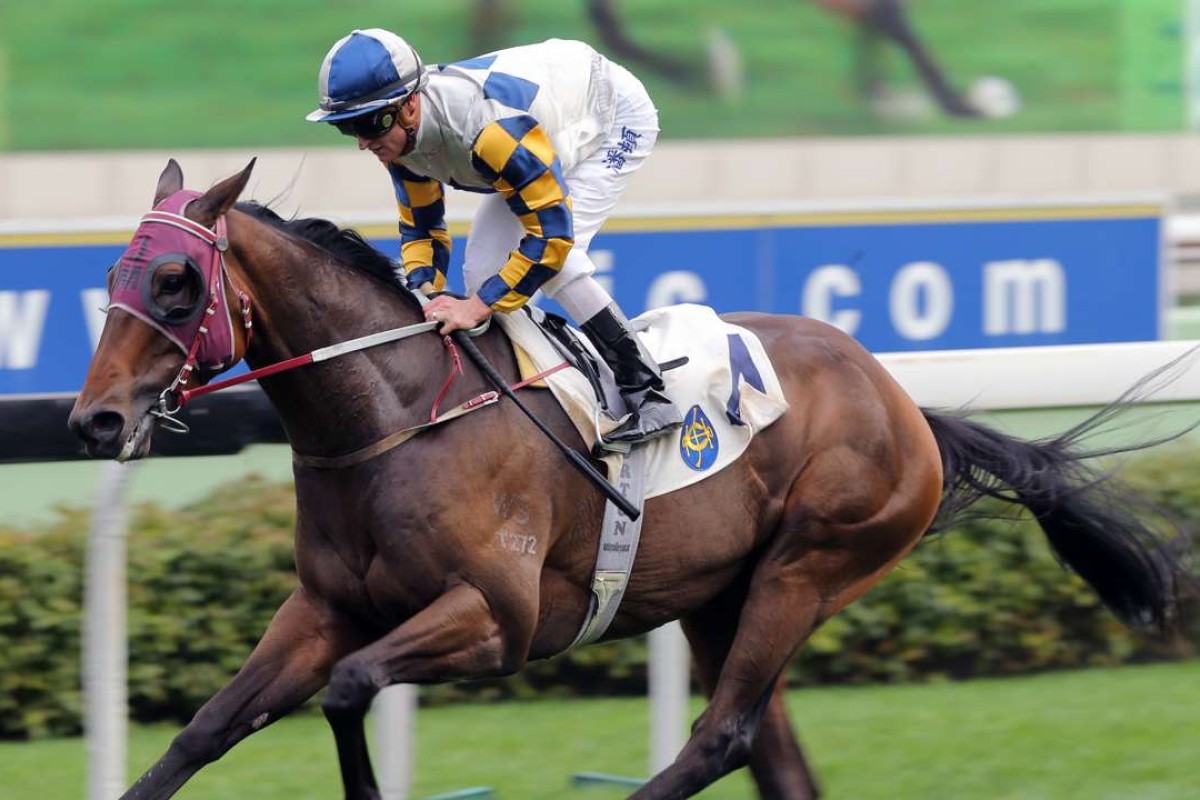 Zac Purton steers Victory Magic home in April. Photos: Kenneth Chan