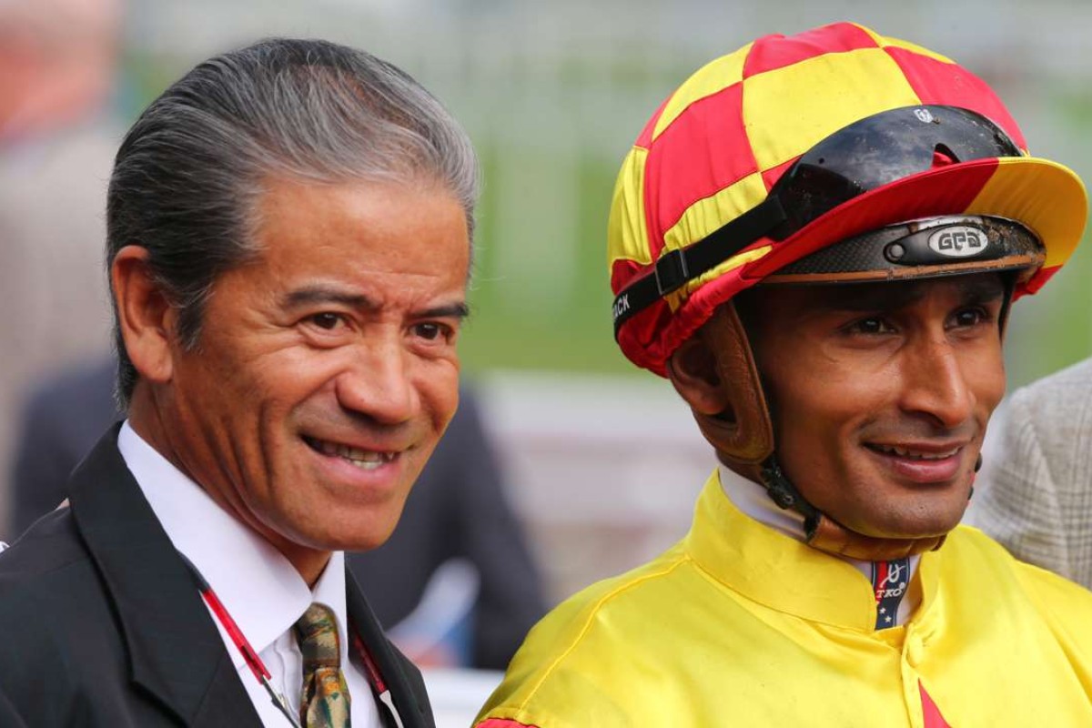 Tony Cruz and Karis Teetan are all smiles after Blazing Pass’ victory. Photo: Kenneth Chan