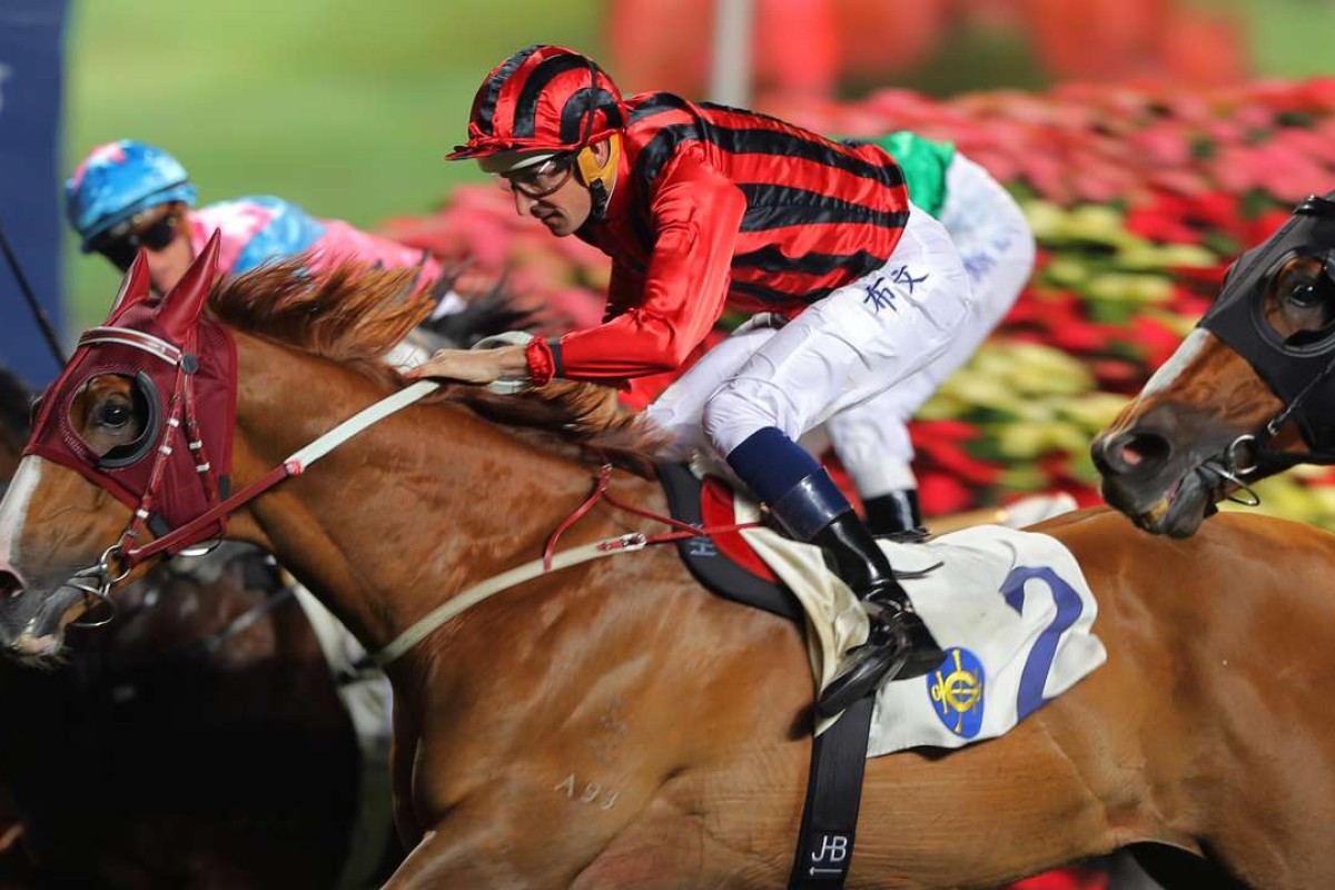 Hugh Bowman guides Eagle Way to victory at Sha Tin on Sunday. Photos: Kenneth Chan