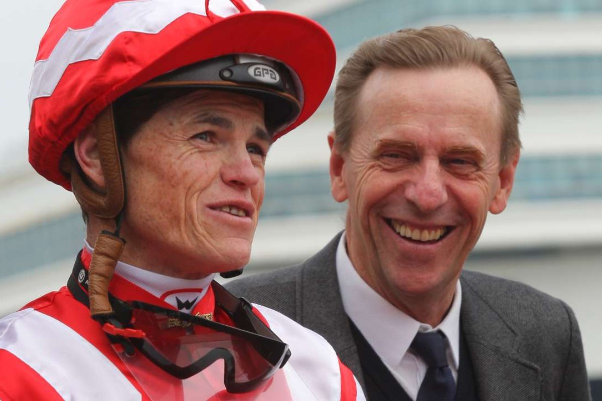 Craig Williams and John Size smile after Eroico’s win at Sha Tin on Saturday. Photos: Kenneth Chan