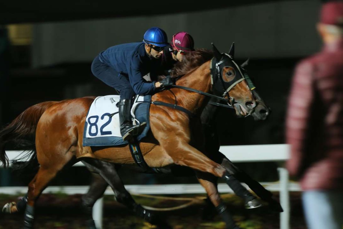 John Moore watches on as Joao Moreira works Rapper Dragon on Thursday morning. Photos: Kenneth Chan