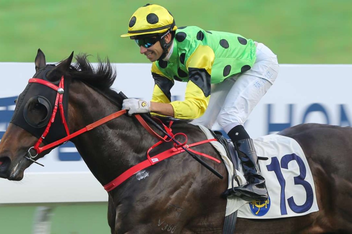Joao Moreira smiles like the Cheshire Cat as Nothingilikemore obliterates his rivals. Photos: Kenneth Chan