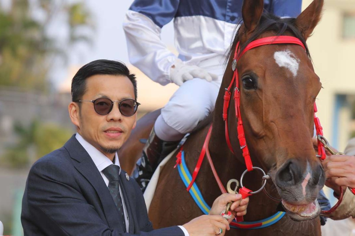 Frankie Lor poses for a photo with House Of Fun at Sha Tin in February. Photos: Kenneth Chan