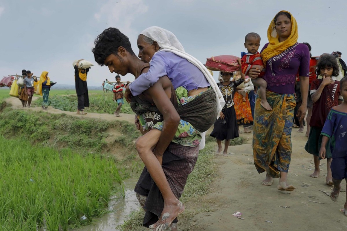 Rohingya refugees from Myanmar’s Rakhine state arrive at the border with Bangladesh. Photo: AFP