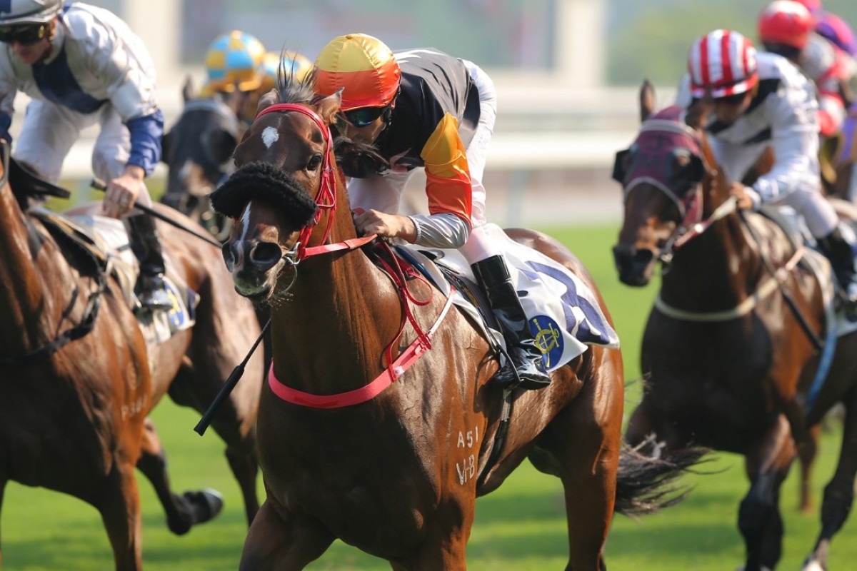 Joao Moreira guides Premiere to victory in the Chinese Recreation Club Challenge Cup at Sha Tin on Saturday. Photos: Kenneth Chan
