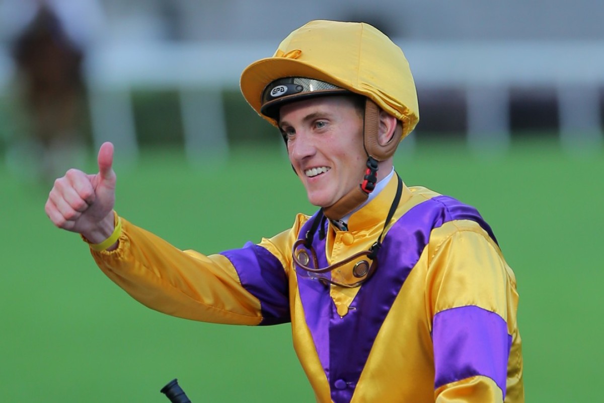 Jockey Chad Schofield returns to scale after winning aboard Citron Spirit at Sha Tin last Sunday. Photos: Kenneth Chan