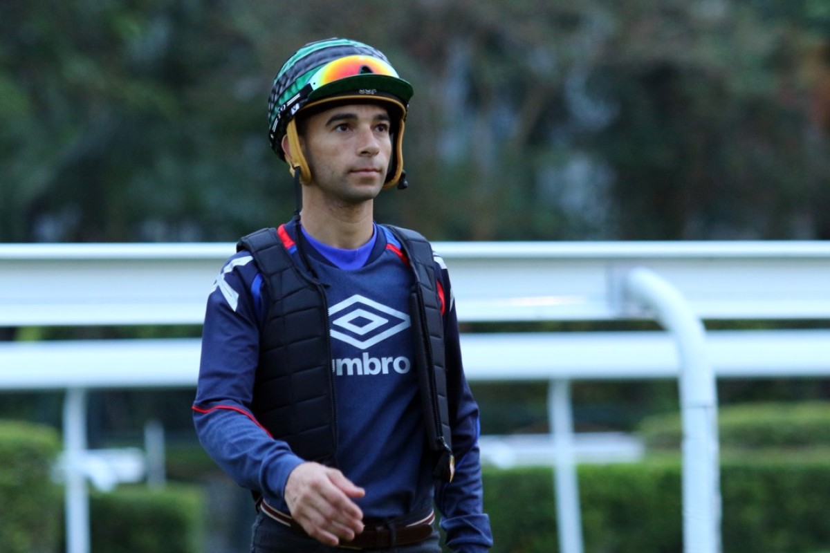 Joao Moreira at trackwork on Monday morning. Photo: Kenneth Chan