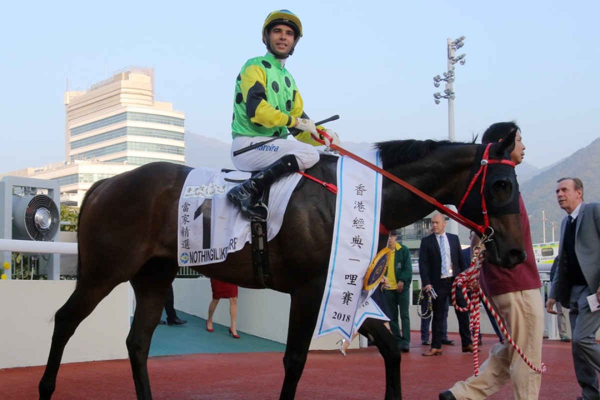 Nothingilikemore after winning the Hong Kong Classic Mile on January 21. Photos: Kenneth Chan.