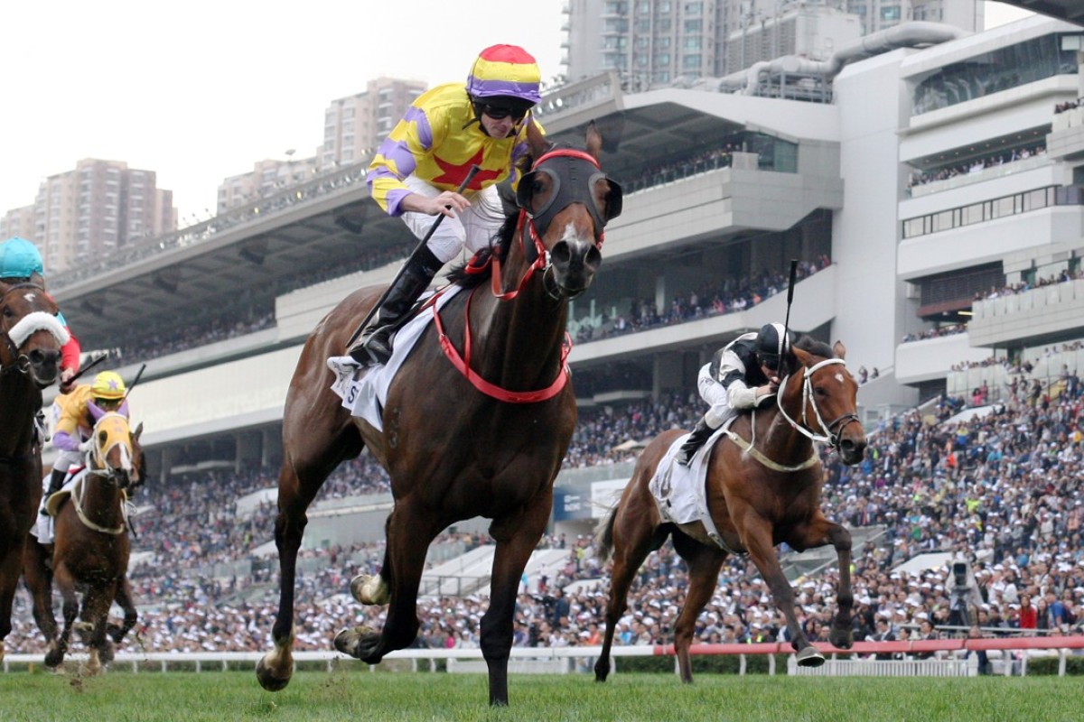 Ryan Moore boots home Ping Hai Star to claim the BMW Hong Kong Derby. Photos: Kenneth Chan