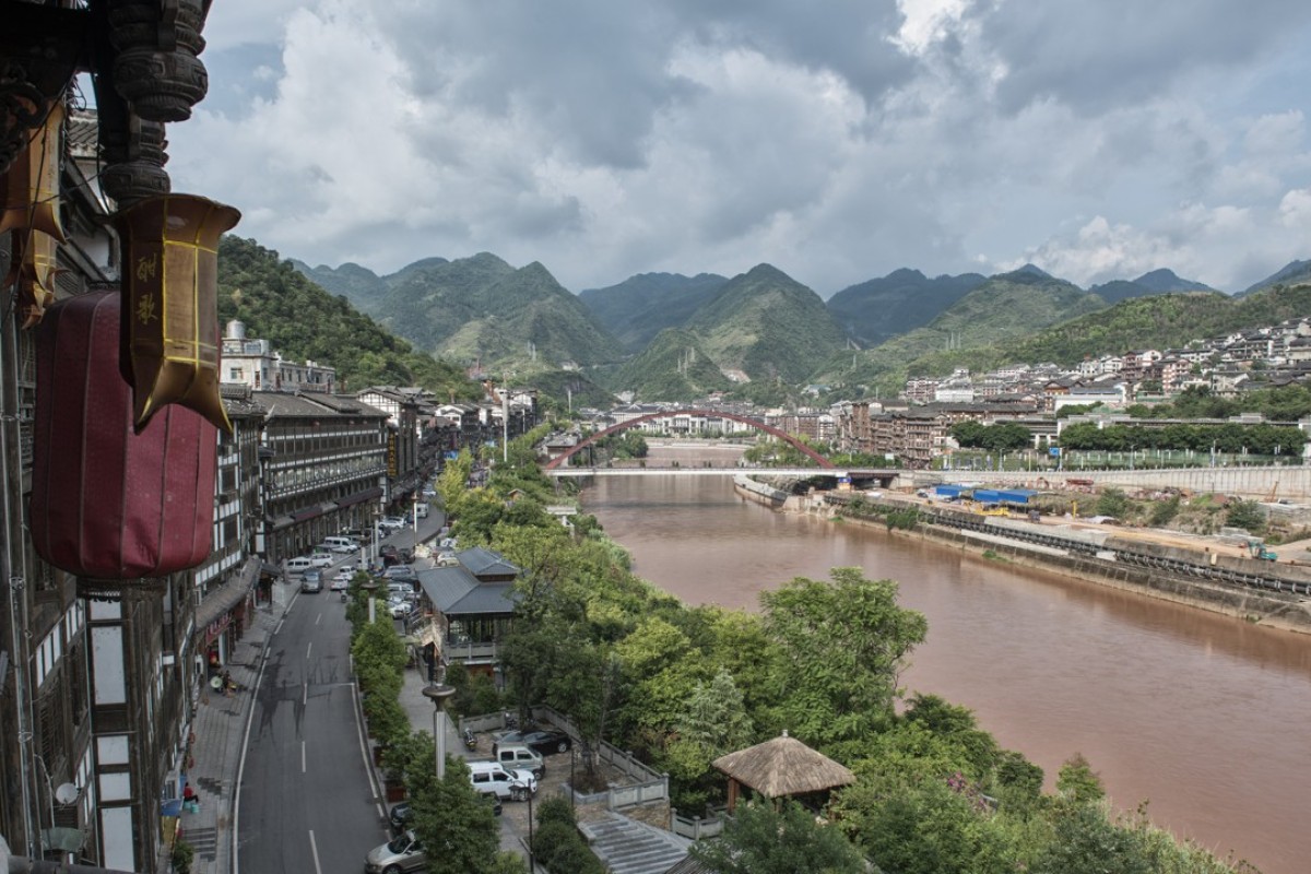The Chishui River that divides the town of Maotai in China’s Guizhou province. Pictures: Zigor Aldama