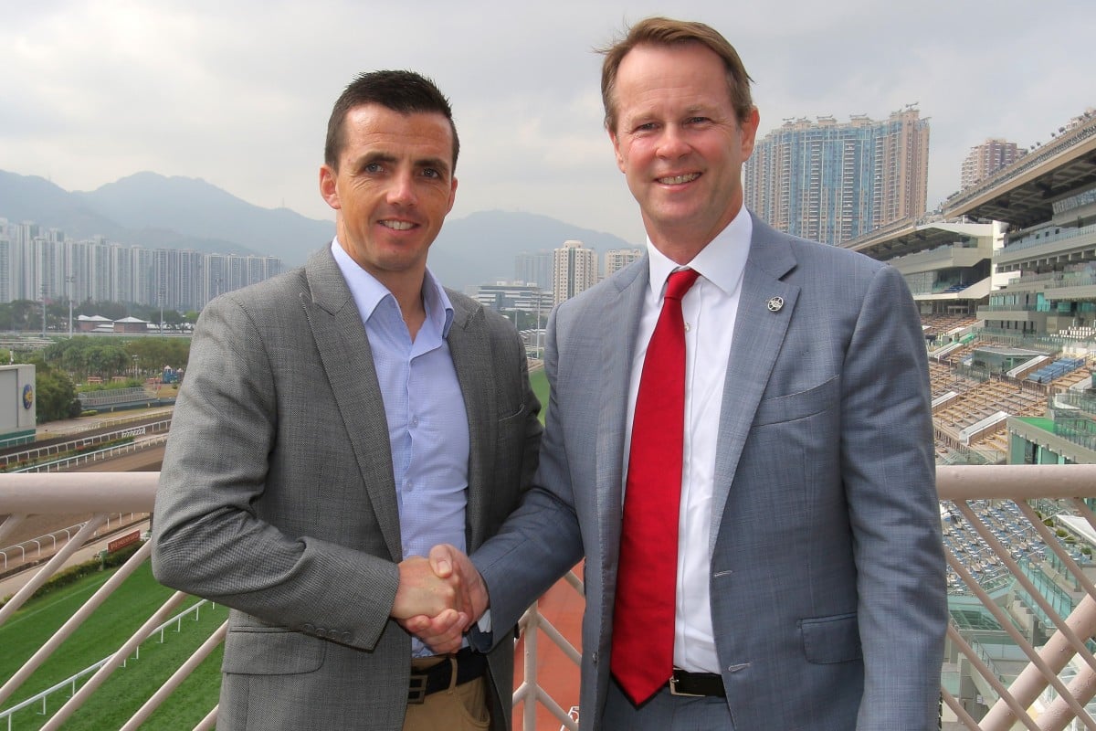 Martin Harley (left) and the Hong Kong Jockey Club’s Andrew Harding. Photo: Kenneth Chan