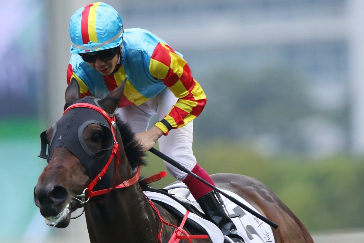 Derek Leung wins the Hong Kong Classic Cup (1,800m) on long-shot Mission Tycoon at Sha Tin on Sunday. Photos: Kenneth Chan